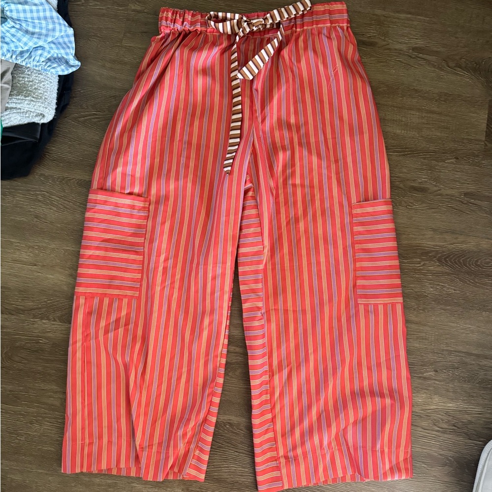 Amazon Red Striped Wide Leg Pants